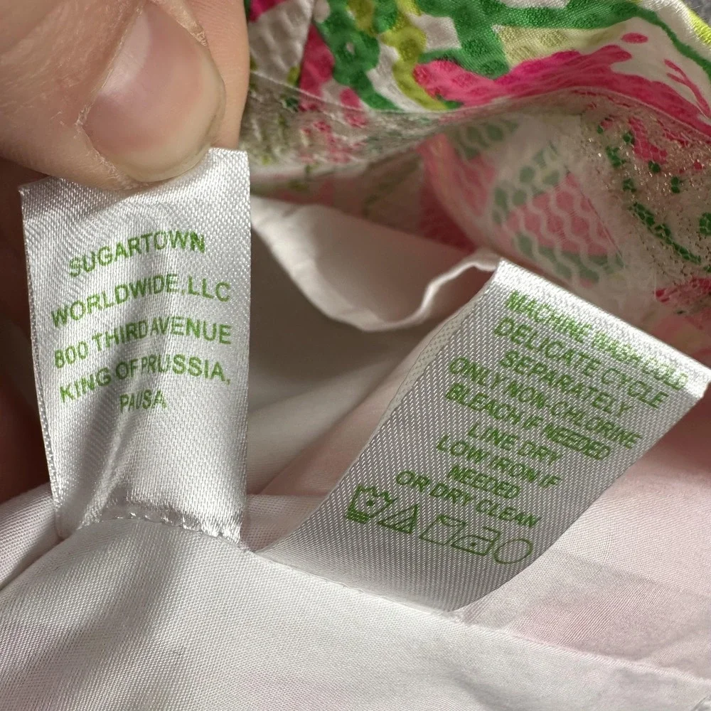 Lilly Pulitzer Maisie Stretch Shift Dress Womens 6 Floral Lace Trim Resort White - Picture 13 of 16